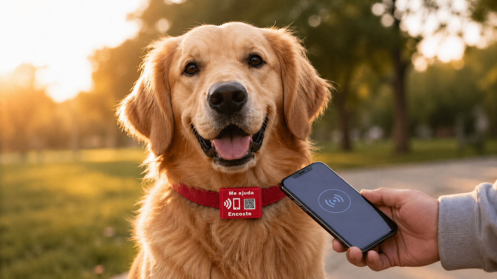 Cachorro em passeio usando Tap PET